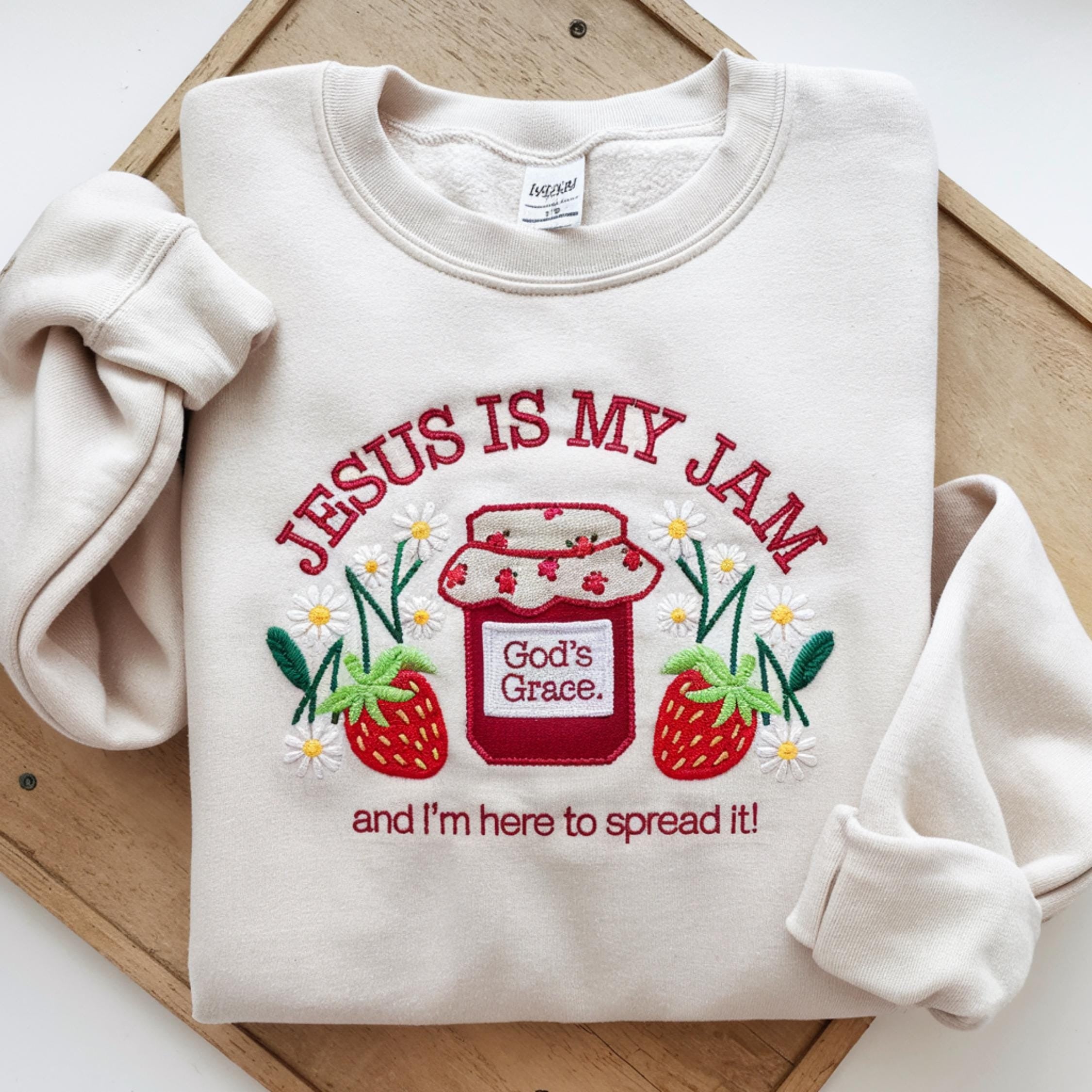 Jesus Is My Jam Embroidered Sweatshirt, Christian Sweatshirt, Christian Gift, God's Grace Sweatshirt, Gift For Christian, Christian MOM tee